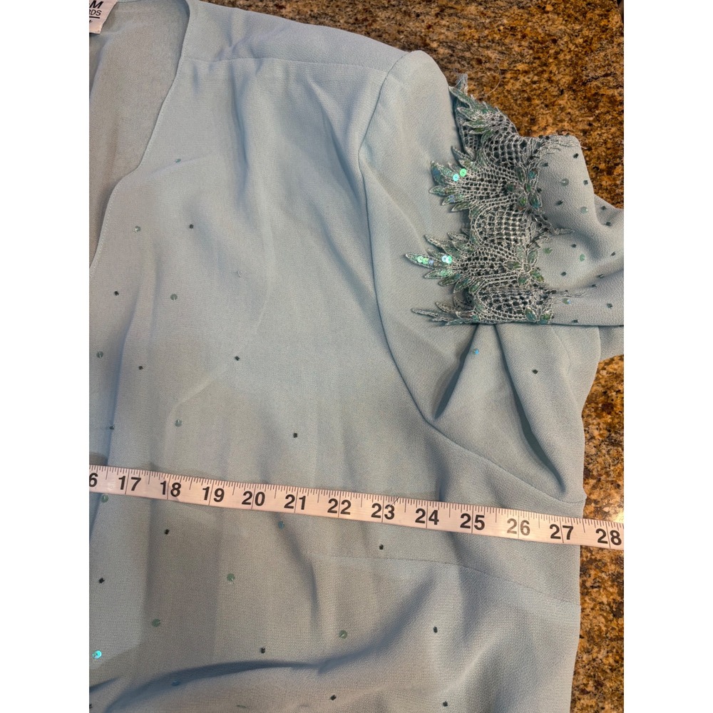 NEW R&M Richards 2 Piece Dress Set Blue Beaded Formal Mother Of The Bride 32W - Picture 5 of 16